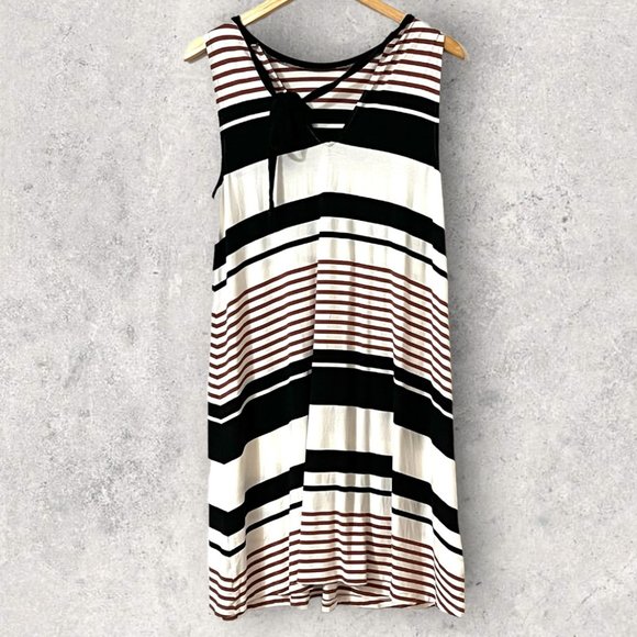 LOFT Women's Dress Sleeveless Striped Size M Pullover Knee Length - Picture 2 of 6